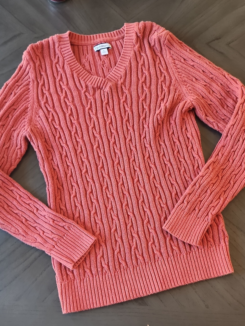 Croft & Barrow Coral V-Neck Cable Knit Sweater - Women's Size XL